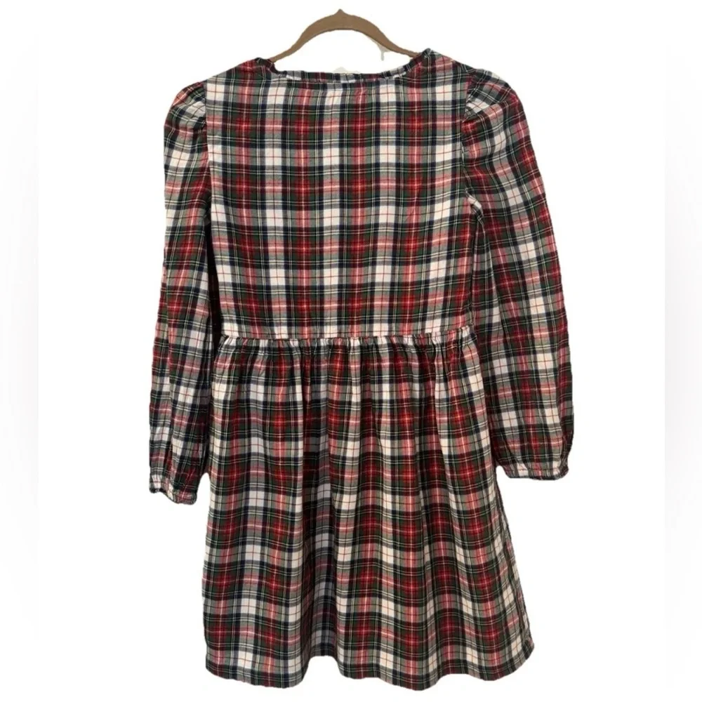 Gap Red Ivory Frost Holiday Smocked Plaid Dress Lined 100% cotton size XL(12)